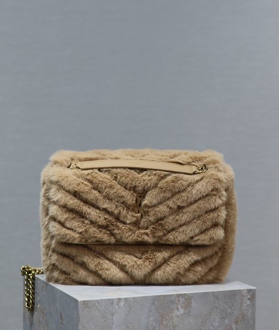 Yves Saint Laurent YSL Rabbit Fur Leather Fashion Shoulder Bag 498894