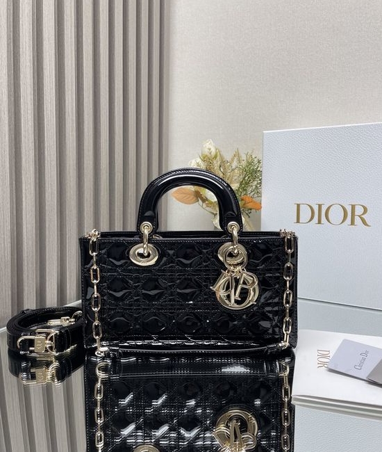 Christian Dior CD D-JOY Patent Leather Black Bag 0540 2235
