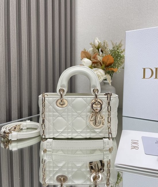 Christian Dior CD Lady DJoy Milky White Crossbody Bag 16019