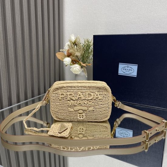 Prada Raffia Handmade Camera Bag 1BH196