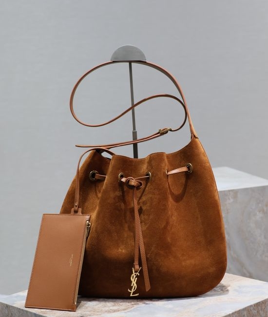 Yves Saint Laurent YSL Flat Hobo Suede Shoulder Bag 697941