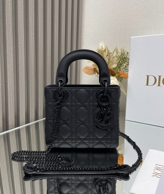 Christian Dior CD Lady Three-Grid Black Satchel 16021