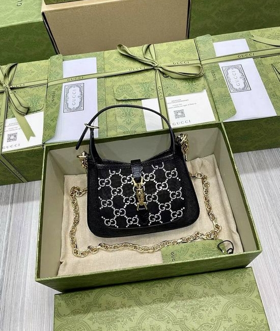 Gucci Jackie Lizard-Trimmed Shoulder Bag 677027