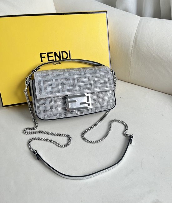 Fendi Baguette Handbag Rhinestone FF Logo 150
