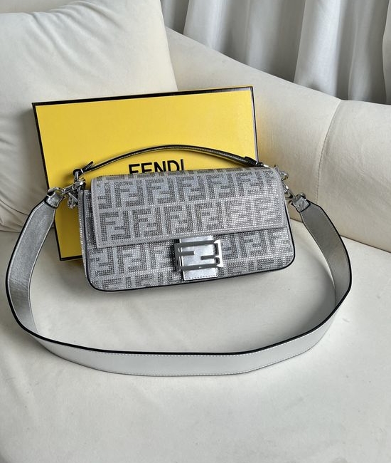 Fendi Baguette Handbag Rhinestone FF Logo 140