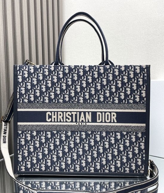 Christian Dior CD Embroidered Book Tote Shopping Bag