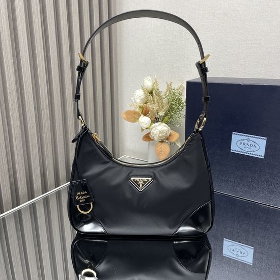 Prada Nylon Leather Shoulder Bag 1BC214