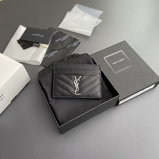 Yves Saint Laurent YSL Matelasse Grain Embossed Leather Card Holder 423291