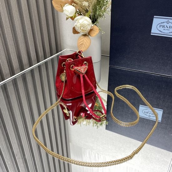 Prada Patent Leather Mini Bucket Bag 1NR016