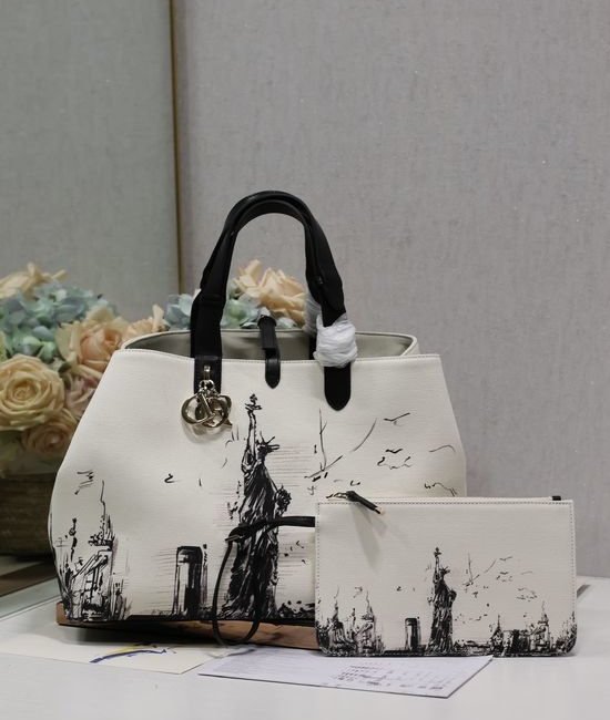 Christian Dior CD TOUJOURS Canvas Leather Handbag 1188