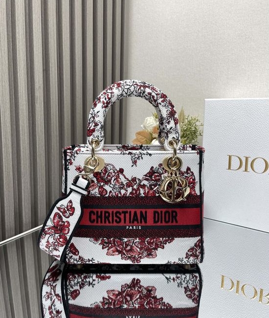 Christian Dior CD Lady Christian Dior CD Heart Embroidery Bag 11867