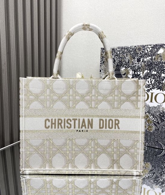 Christian Dior CD Book Tote Embroidered Medium Handbag 1286