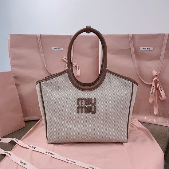 Miu Miu Canvas Leather Tote Bag 5BG281