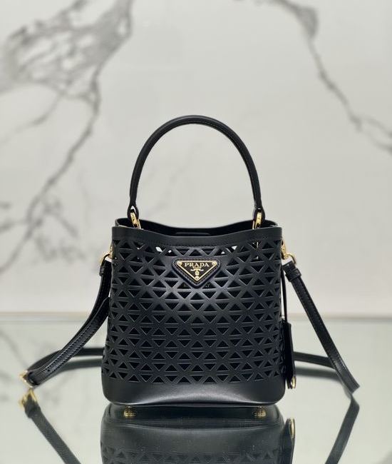 Prada Saffiano Perforated Leather Bucket Bag 1BA217