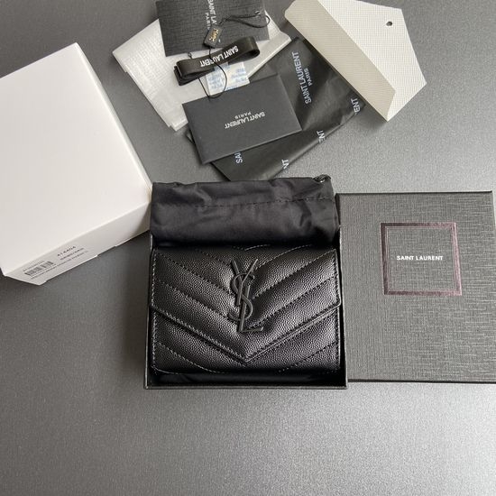 Yves Saint Laurent YSL Matelasse Grain Leather Envelope Wallet 414404