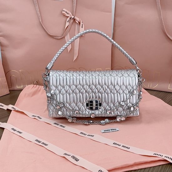 Miu Miu Crystal Chain Lambskin Shoulder Bag 5BD417