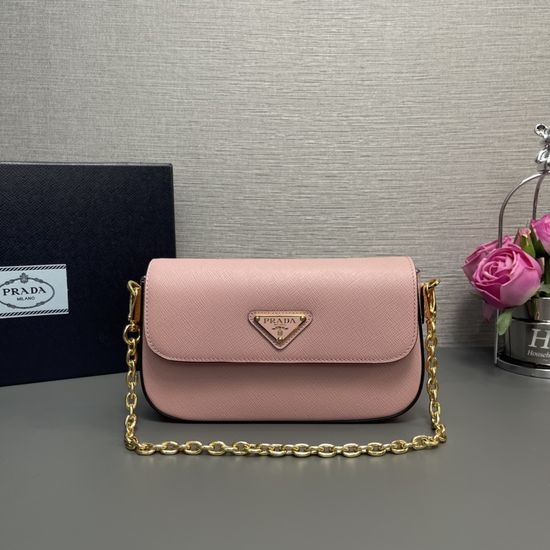 Prada Chain Flap Crossbody Bag Saffiano Leather Craft 1BD356