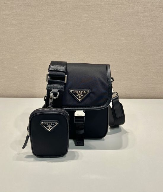 Prada Saffiano Re-Nylon Detachable Strap Phone Bag 2VD043