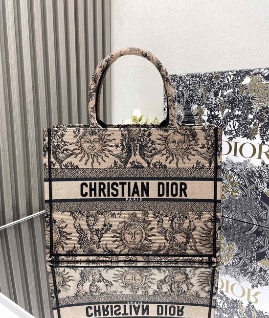 Christian Dior CD Book Tote New Sun Constellation Apricot Medium 1286