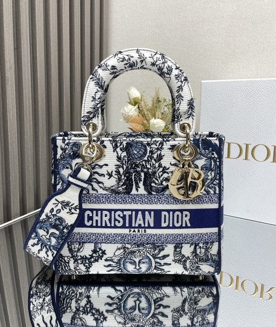 Christian Dior CD Sun God Blue Embroidered Lady Christian Dior CD Bag 11865