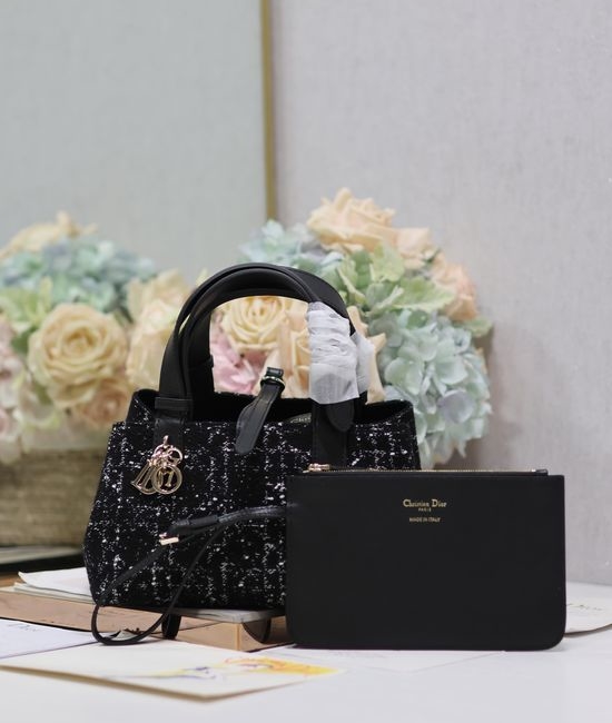 Christian Dior CD Toujours Black Tweed Bag 1188