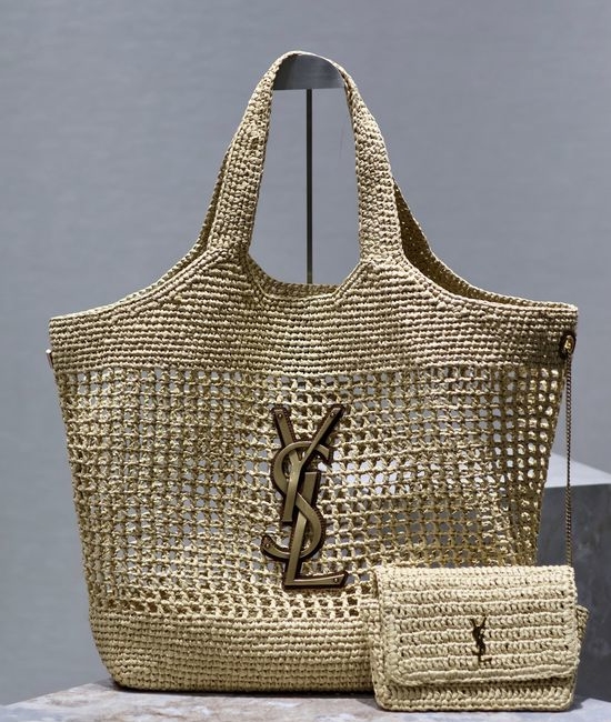 Yves Saint Laurent YSL ICARE Woven Shopping Large Tote 698651-1