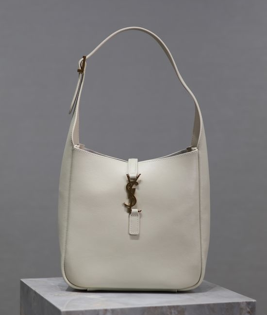 Yves Saint Laurent YSL LE 5A7 White Leather Shoulder Bag 713938