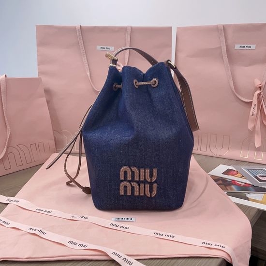 Miu Miu Denim Bucket Bag 5BE089