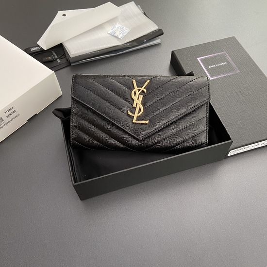 Yves Saint Laurent YSL Matelasse Grain Embossed Leather Flap Wallet 372264