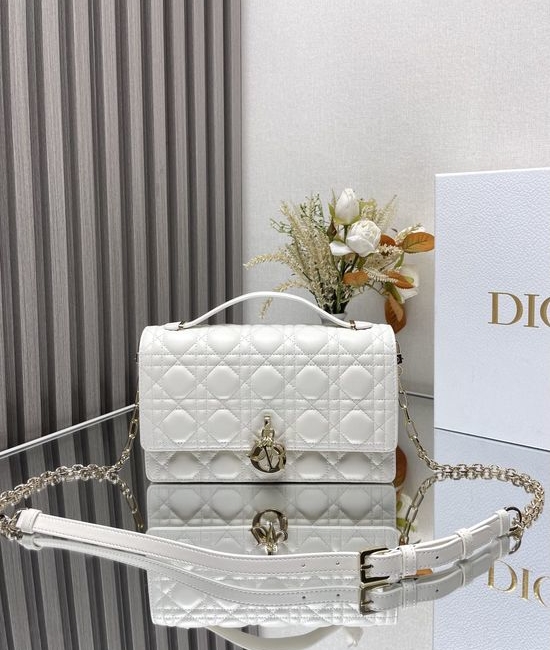 Christian Dior CD Miss Christian Dior CD White Lambskin Handbag 0810
