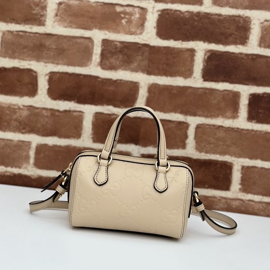 Gucci Handbag Original Leather Apricot Embossed G 790130