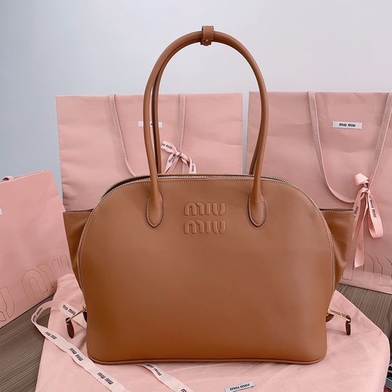 Miu Miu Shell Top Handle Leather Tote Bag 5BA289