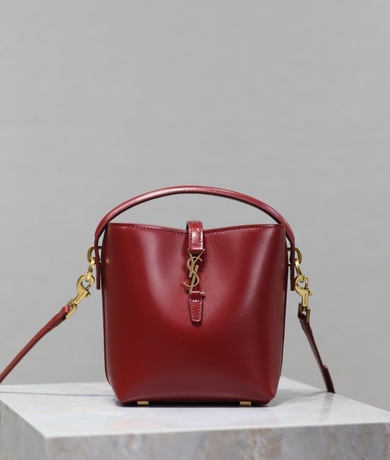Yves Saint Laurent YSL Wine Red Mini Bucket Bag Elegant Style 17900