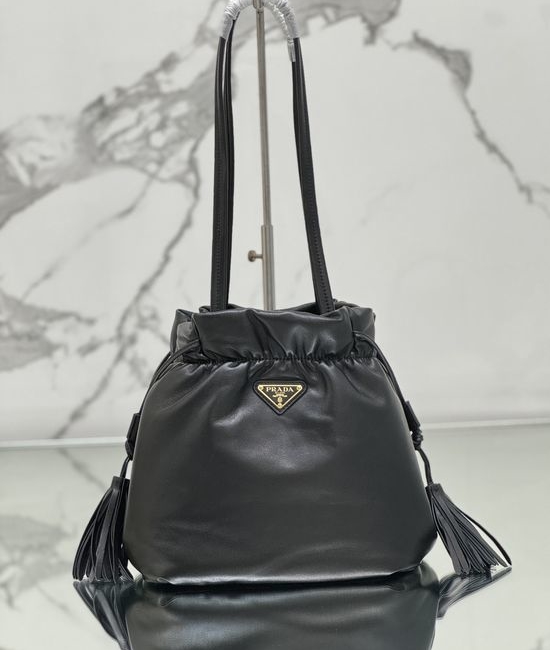 Prada Lambskin Drawstring Fortune Bucket Bag 1BG541