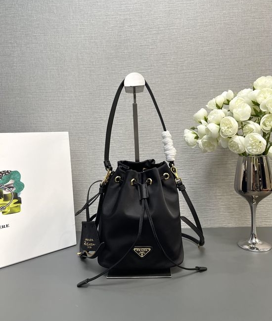 Prada Bucket Bag Nylon Fabric Detachable Strap 17896