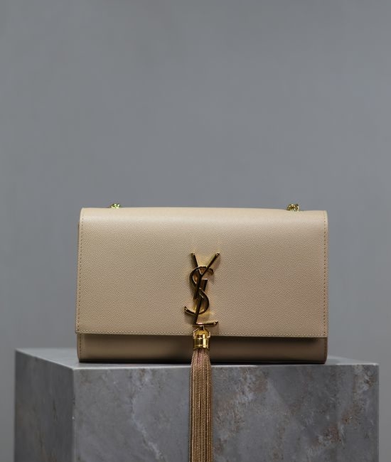 Yves Saint Laurent YSL KATE Classic Beige Gold Caviar Clutch 354119
