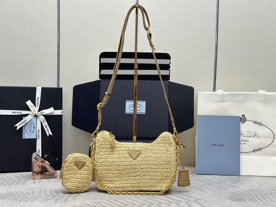 Prada Raffia 3-in-1 Woven Crossbody Bag 1BH204