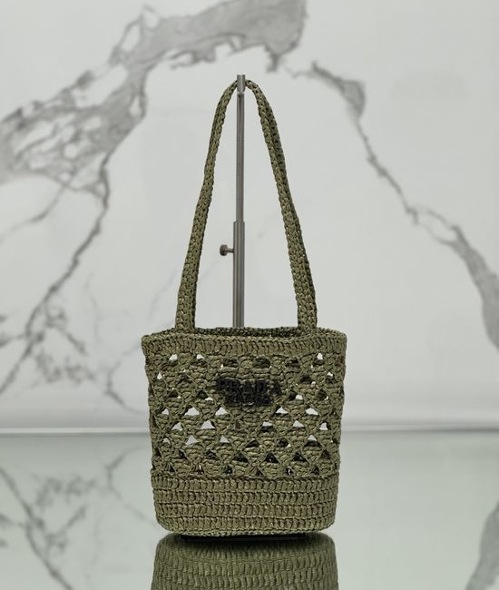 Prada Raffia Tote Bag Embossed Logo 1BG494