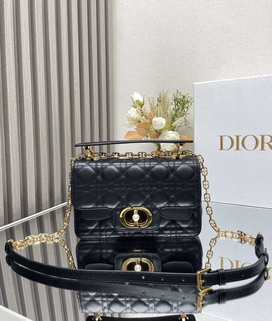 Christian Dior CD Jolie Pearl Handbag Black 9271