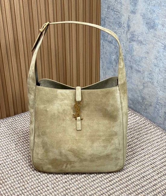 Yves Saint Laurent YSL LE5A7 Hobo Smooth Leather Handbag Gold 12435