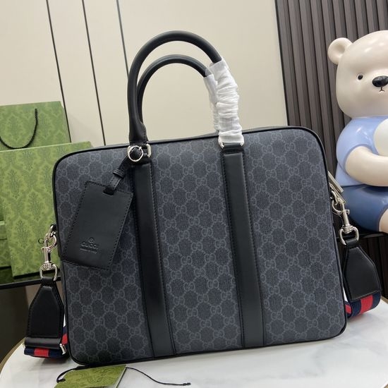 Gucci GG Supreme Canvas Web Striped Briefcase 792077