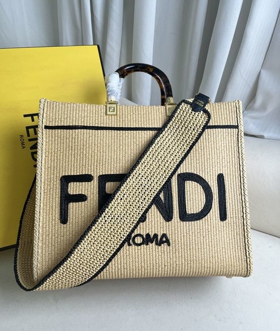 Fendi Sunshine Woven Tote Shopping Bag 877