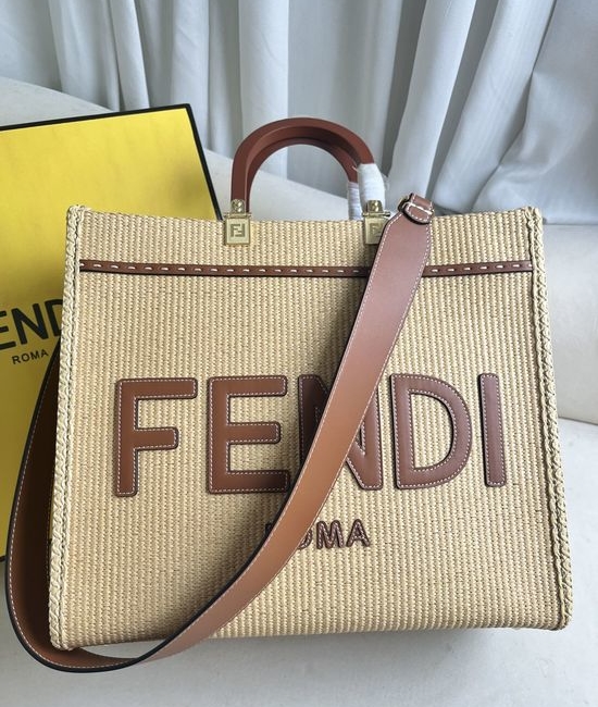 Fendi Sunshine Woven Tote Shopping Bag 877