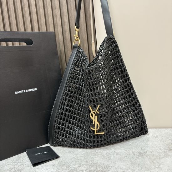 Yves Saint Laurent YSL Oxalis Woven Shoulder Bag Golden Accent 781289