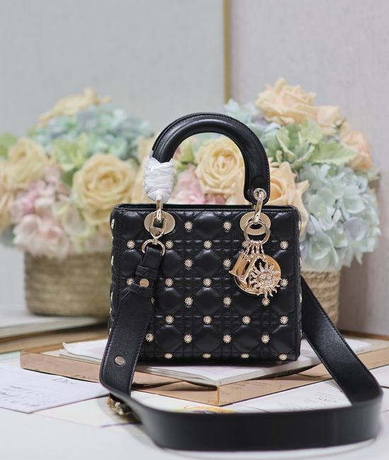 Christian Dior CD Lady Christian Dior CD Quilted Lambskin Black Bag 0538