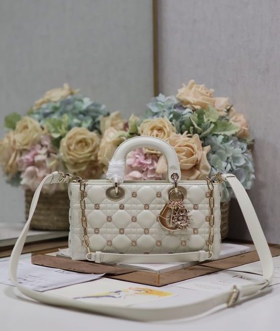 Christian Dior CD Lady D-Joy White Sunflower Bag 0540