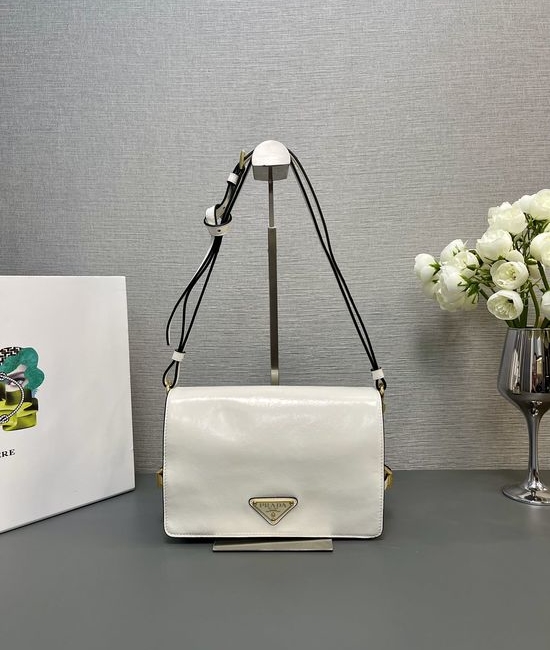 Prada Messenger Waxed Leather Shoulder Bag 1BD082