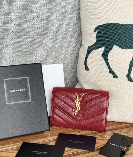 Yves Saint Laurent YSL Caviar Leather Bifold Short Wallet 414404