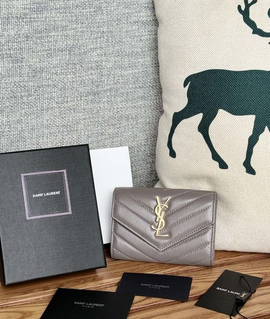 Yves Saint Laurent YSL Caviar Leather Bifold Short Wallet 414404