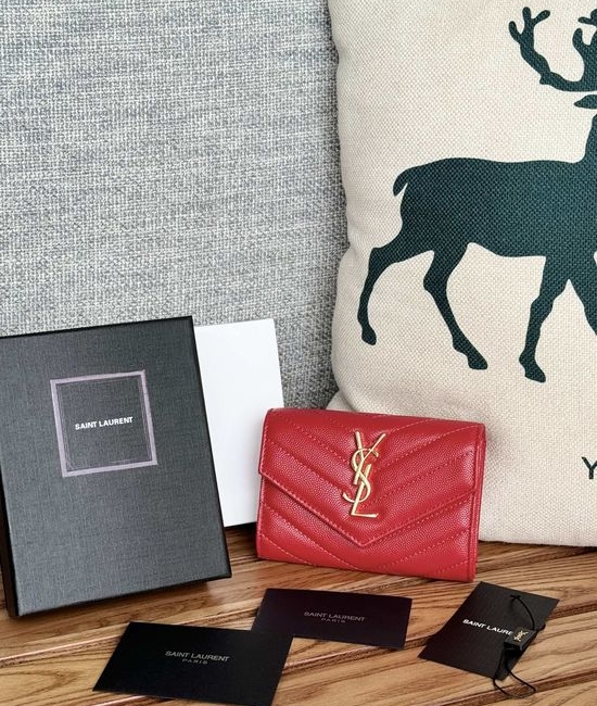 Yves Saint Laurent YSL Caviar Leather Bifold Short Wallet 414404